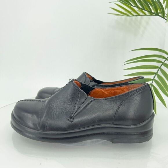 Footprint by Birkenstock Loafers Women's Size 37 6 Narrow Black Leather Shoes - Picture 5 of 14